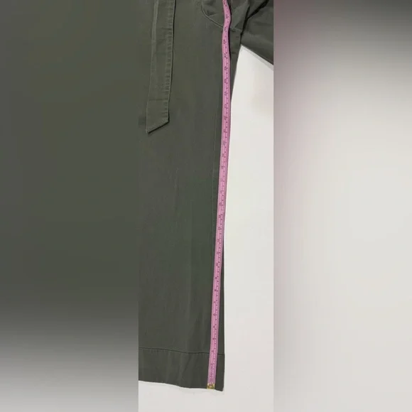 Olive Wide Leg Pants High Rise Tie Waist Women Size 6 Casual Boho - Picture 5 of 7